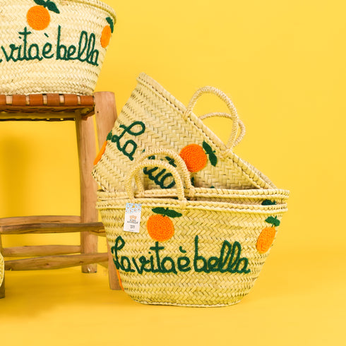 La Vita È Bella Oranges Basket | Handwoven Summer Tote of Joy 🍊